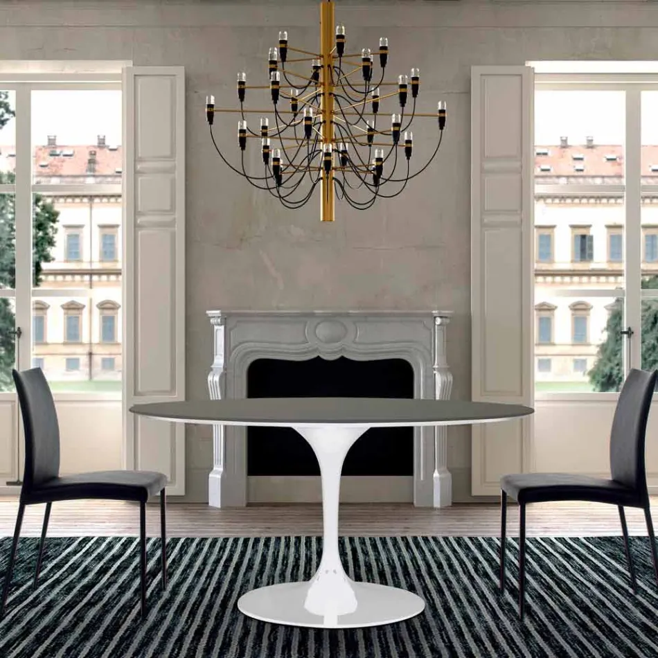 Spisebord med rund plade i høj kvalitet Fenix Made in Italy - Dollars Viadurini