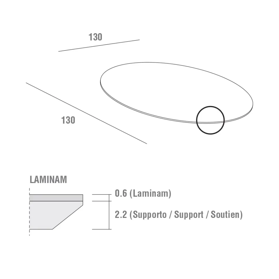 Spisebord med rund Laminam Top Made in Italy - Lingotto Viadurini