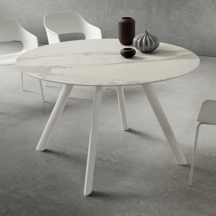 Spisebord med rund Laminam Top Made in Italy - Lingotto Viadurini