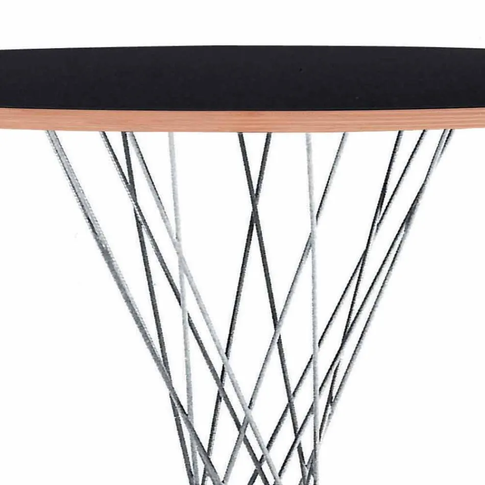 Spisebord med rund plade i sort laminat Fremstillet i Italien - Plaza Viadurini