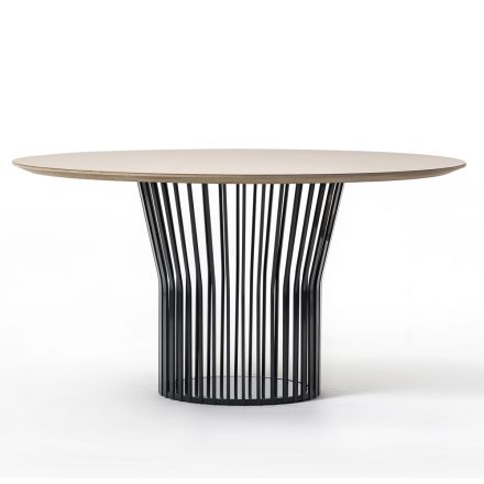 Spisebord med rund træplade lavet i Italien - Alfero Viadurini