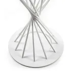 Spisebord med rund hærdet glasplade og stålbase - Mileto Viadurini