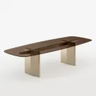 Opalia 320 cm spisebord i glas og metal, fremstillet i Italien Viadurini
