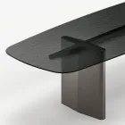 Opalia 320 cm spisebord i glas og metal, fremstillet i Italien Viadurini