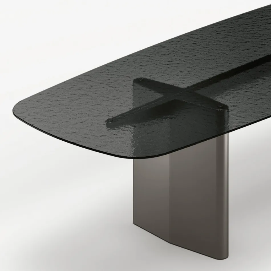 Opalia 320 cm spisebord i glas og metal, fremstillet i Italien Viadurini