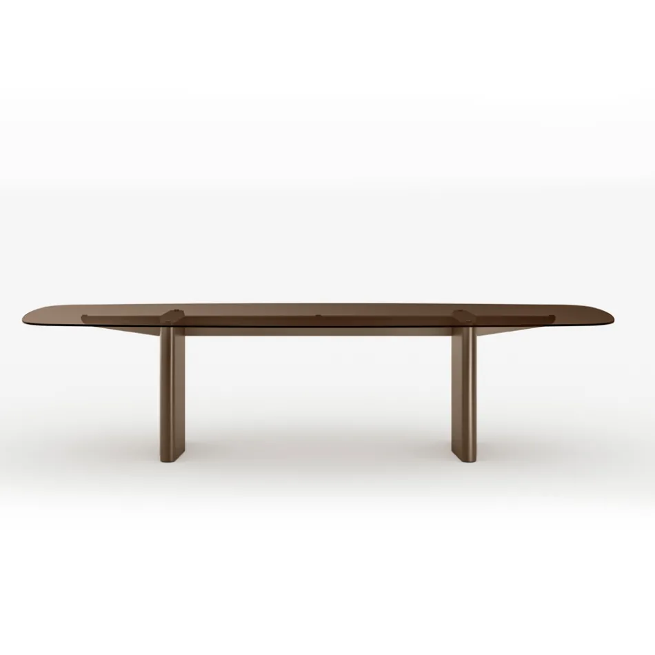 Opalia 320 cm spisebord i glas og metal, fremstillet i Italien Viadurini