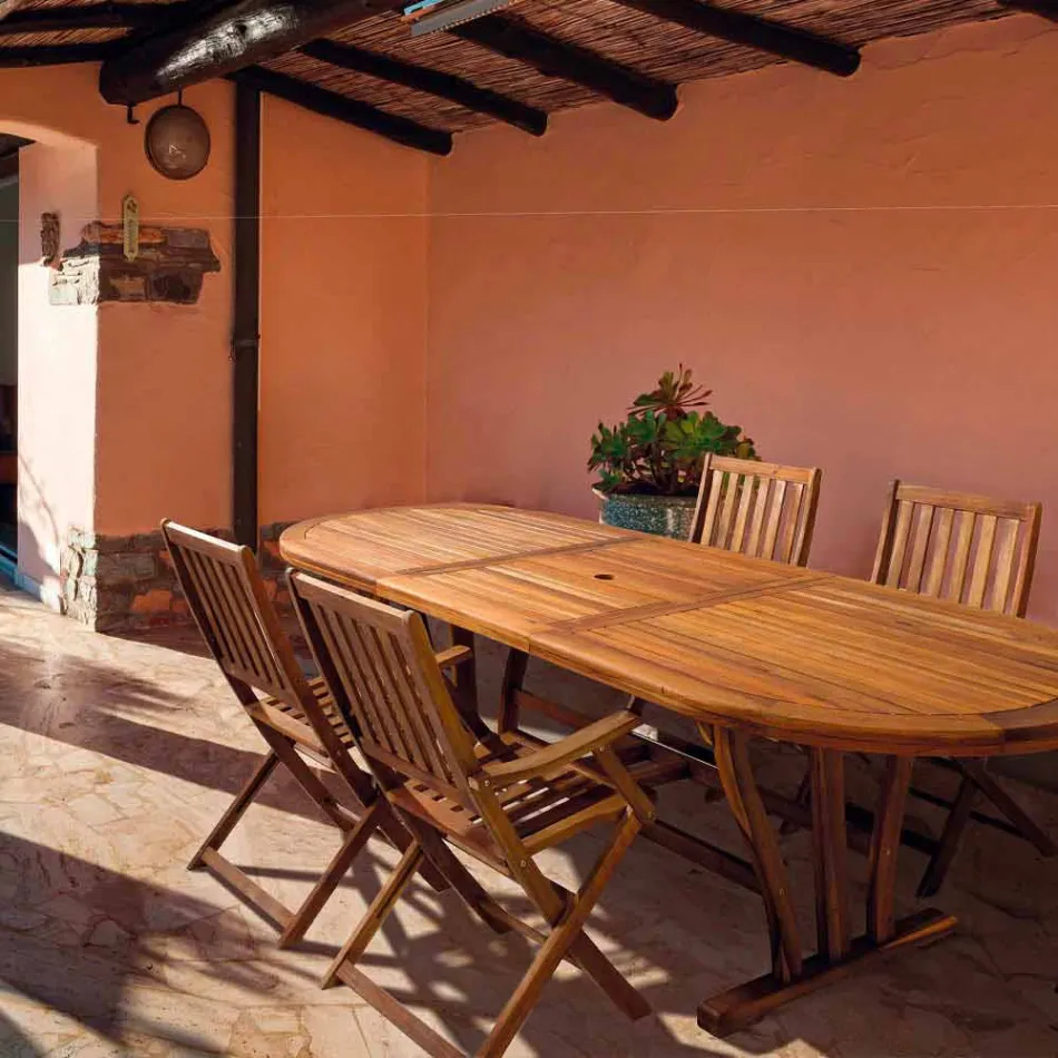 Udtrækkeligt udendørs spisebord Op til 240 cm i træ - Kaley Viadurini