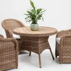 Udendørs spisebord med bred stav af naturlig teakplade - Melina Viadurini