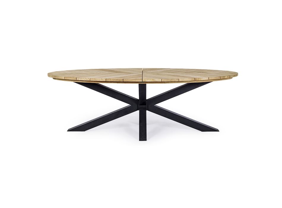 Udendørs spisebord med oval teakplade, Homemotion - Selenia Viadurini