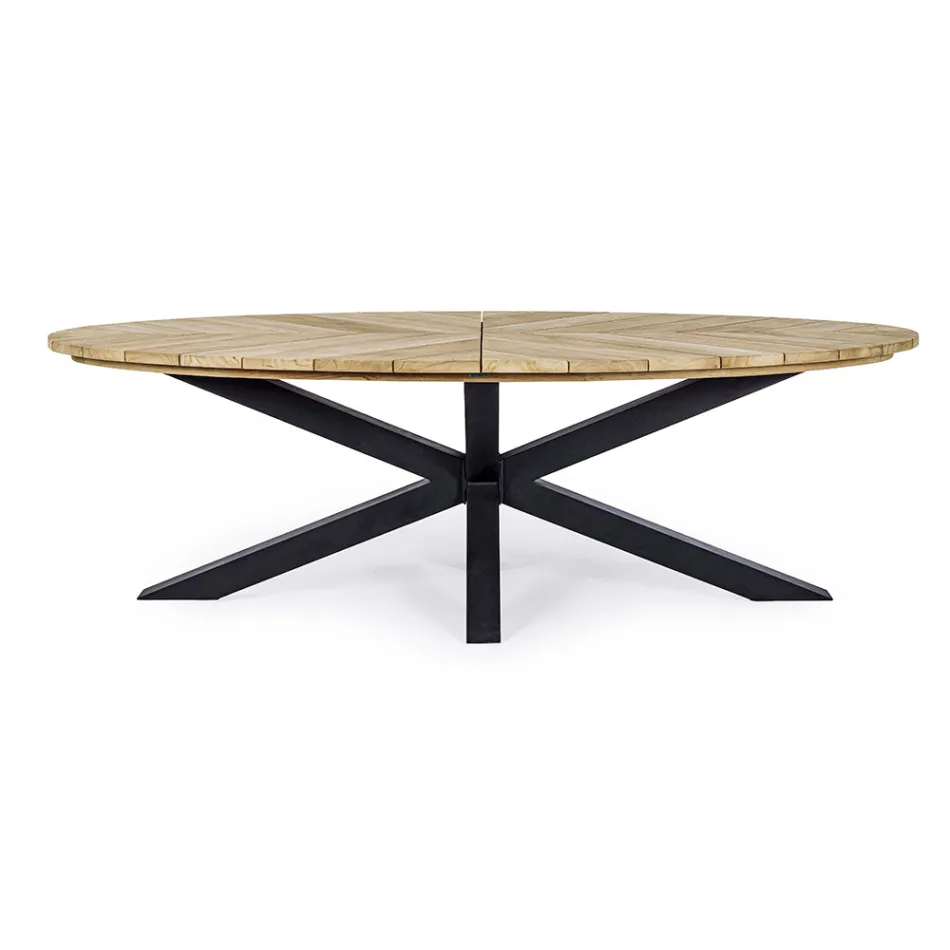 Udendørs spisebord med oval teakplade, Homemotion - Selenia Viadurini