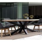 Udendørs spisebord med oval teakplade, Homemotion - Selenia Viadurini