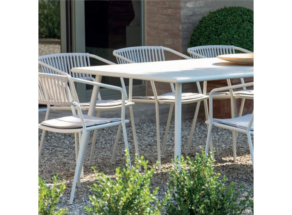 Rektangulært udendørs spisebord i galvaniseret stål Fremstillet i Italien - Elvia Viadurini