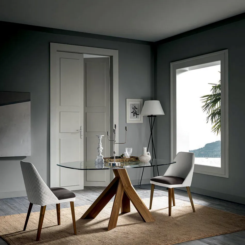 Stue Spisebord Glasplade og træben - Botanisk Viadurini