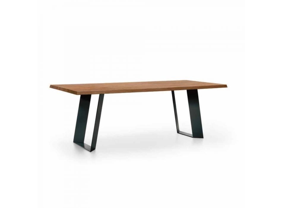 Design spisebord i gran med ben af sort metal fremstillet i Italien - Kroma Viadurini