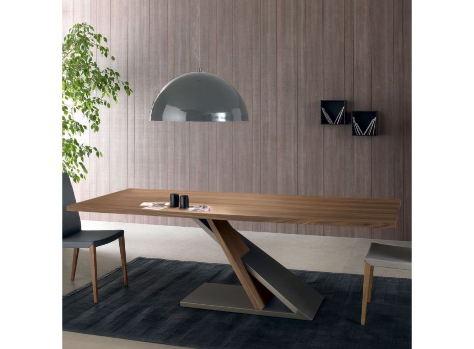 Design spisebord i metalplade i Canaletto valnød - Zorato Wood Viadurini