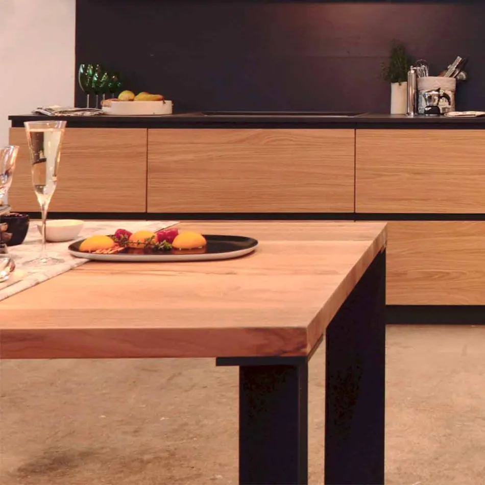 Design spisebord i naturlig valnød design, L200xP100cm, Yvonne Viadurini