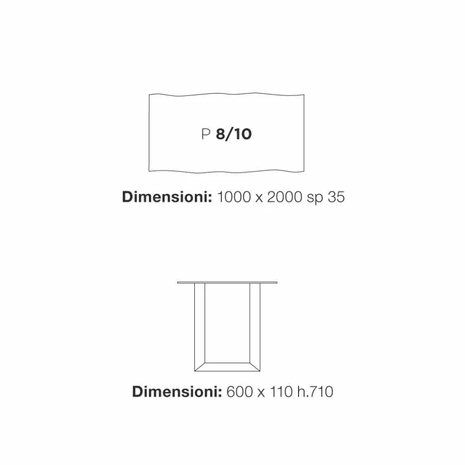 Spisebord moderne design 100x200 cm i træ og metal Plant Viadurini