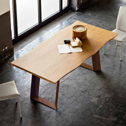 Spisebord moderne design 100x200 cm i træ og metal Plant Viadurini