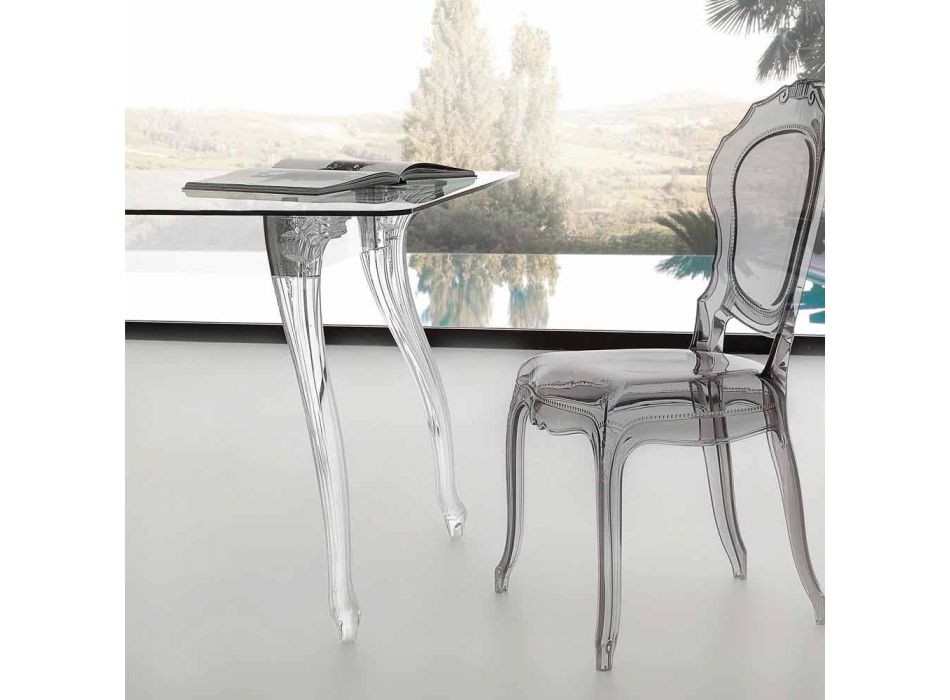 Spisebord i moderne design med Jinny top i hærdet glas Viadurini