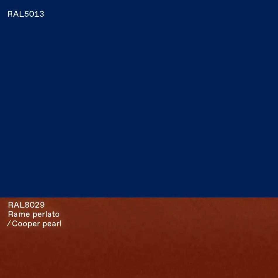 Moderne design ovalt spisebord i blå MDF og kobber fremstillet i Italien - Oku Viadurini