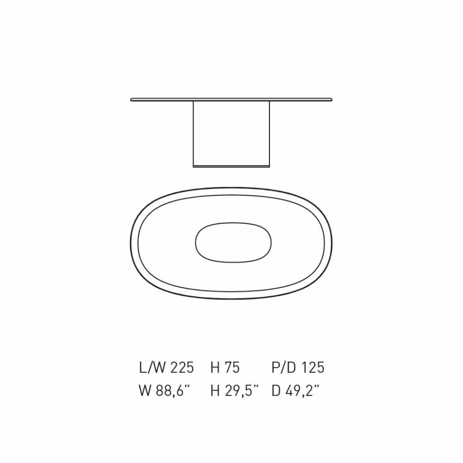 Moderne design ovalt spisebord i blå MDF og kobber fremstillet i Italien - Oku Viadurini
