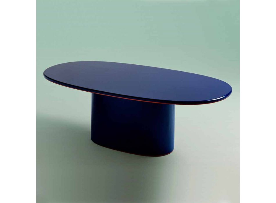 Moderne design ovalt spisebord i blå MDF og kobber fremstillet i Italien - Oku Viadurini