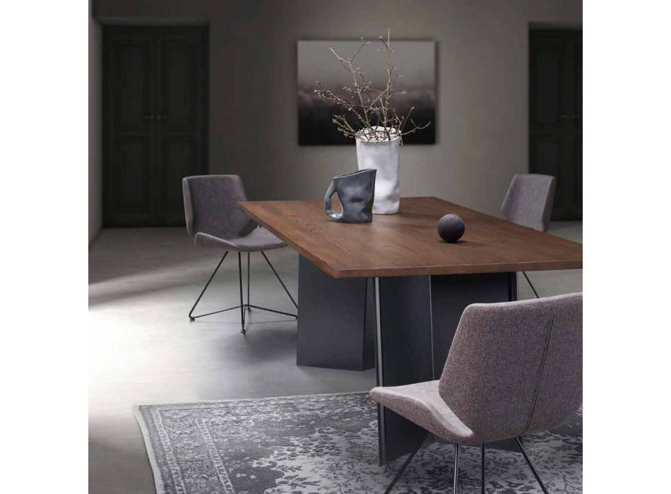 Design spisebord med top af knyttet eg Fremstillet i Italien - Simeone Viadurini