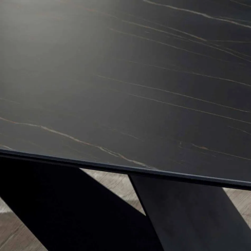 Design spisebord i Portoro Effect Ceramic og Matt Metal - Falcon Viadurini