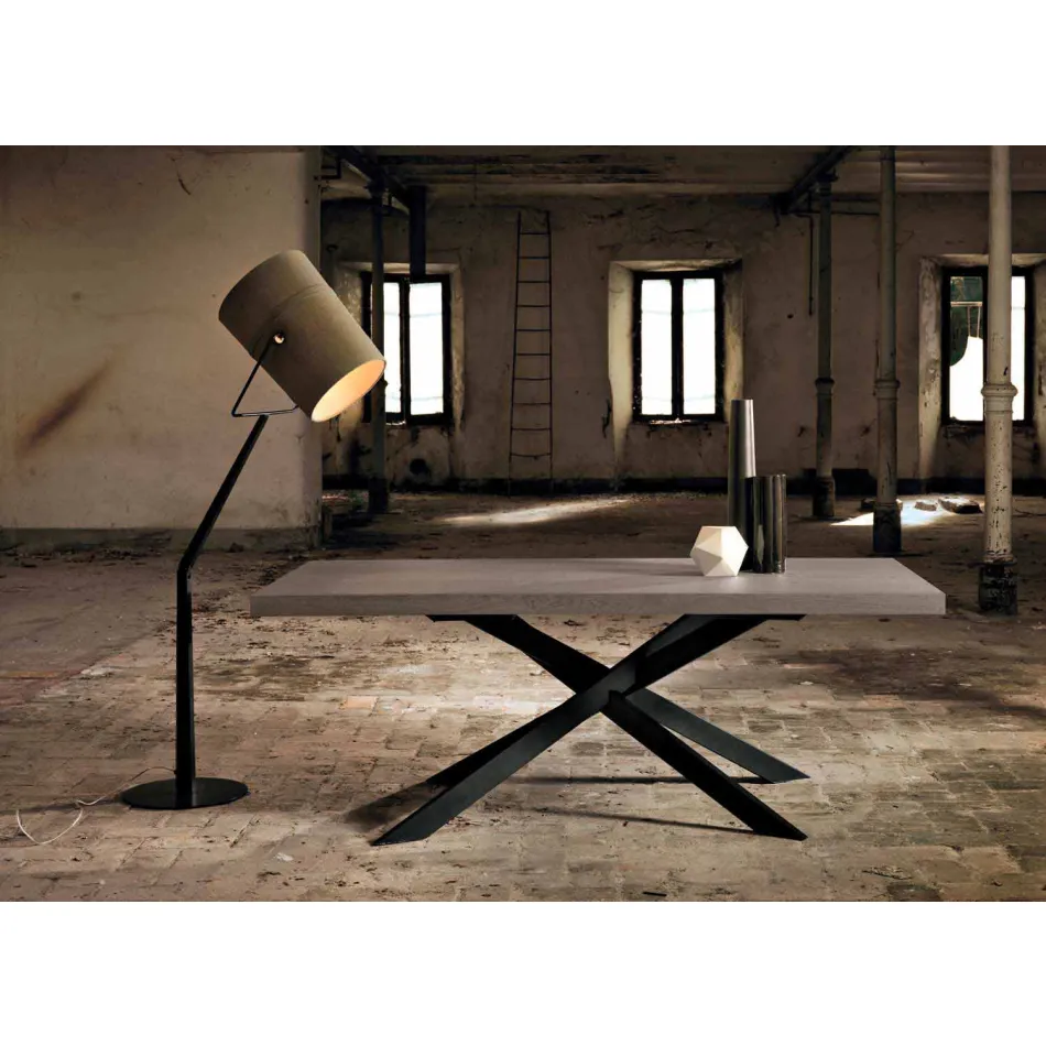 Design spisebord i egetræ og metal lavet i Italien Oncino Viadurini