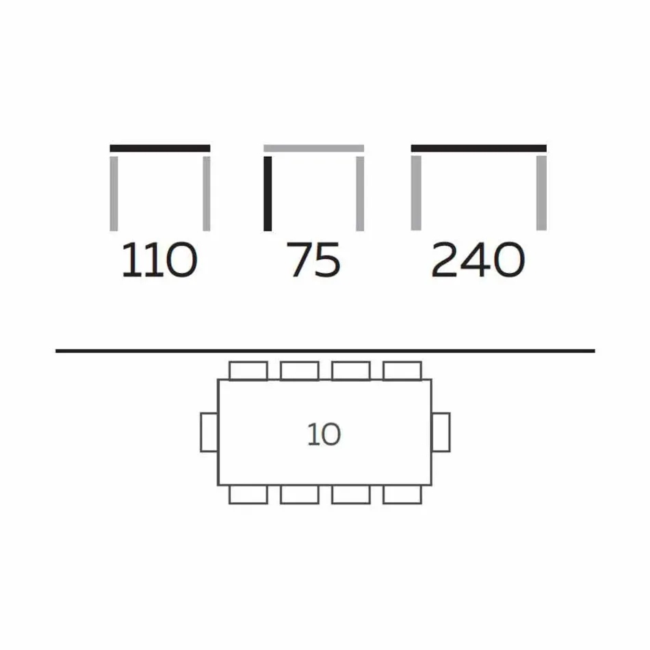 Spisebord i moderne design i Gres og aske lavet i Italien - Charol Viadurini