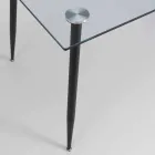 Spisebord i moderne design i hærdet glas og sort metal - Foulard Viadurini