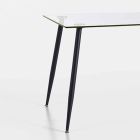 Spisebord i moderne design i hærdet glas og sort metal - Foulard Viadurini