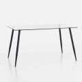 Spisebord i moderne design i hærdet glas og sort metal - Foulard