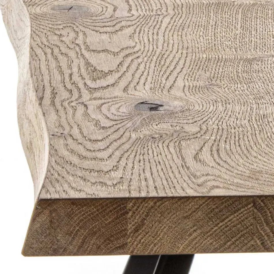 Fast Spisebord Metal Understel og Eg Fineret Top - Termoli Viadurini