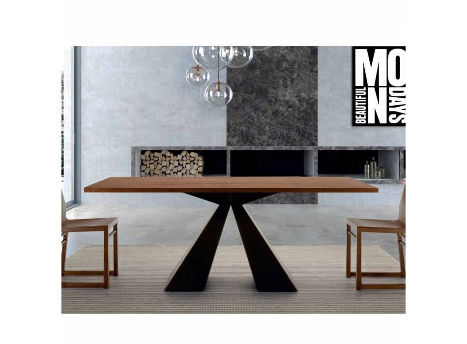 Fineret spisebord med stålbund lavet i Italien - dalmatisk Viadurini