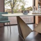 Spisebord i 3 mm keramik og metal understel Made in Italy - Peony Viadurini