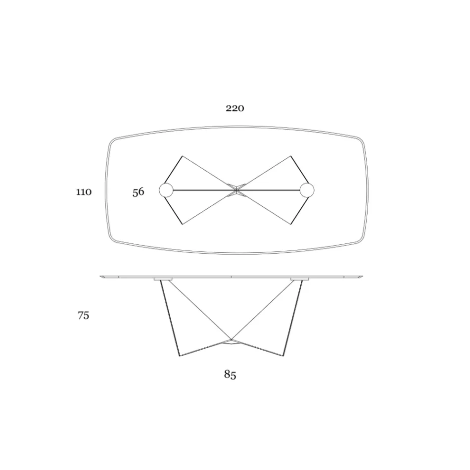 Spisebord i 3 mm keramik og metal understel Made in Italy - Peony Viadurini
