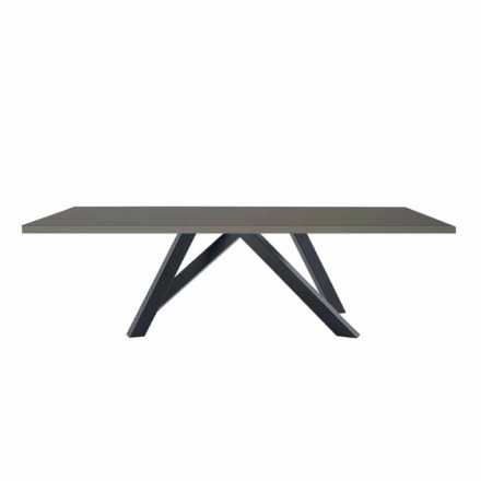 Spisebord i Grå Fenix og lakeret stål Fremstillet i Italien - Settimmio Viadurini