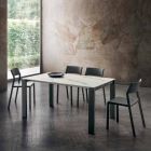 Spisebord i Hpl marmoreffekt og lakeret metal fremstillet i Italien - Jupiter Viadurini
