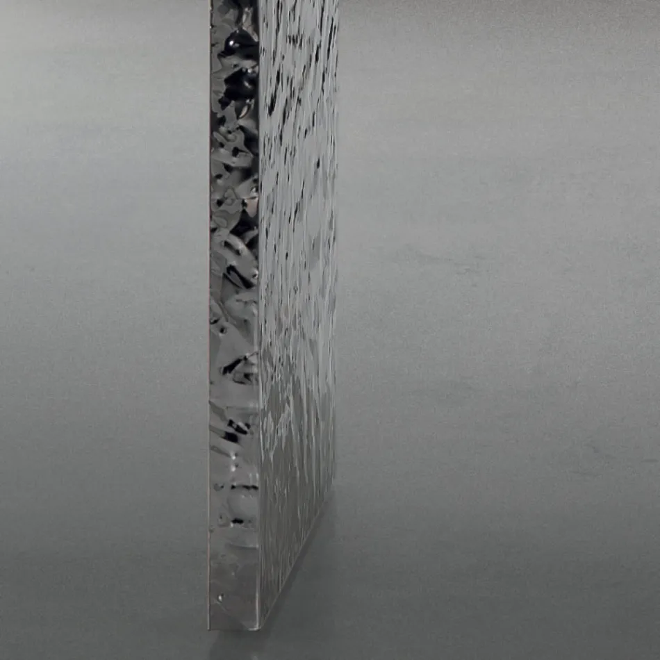 Spisebord i finer og hamret stål lavet i Italien - Strappo Viadurini