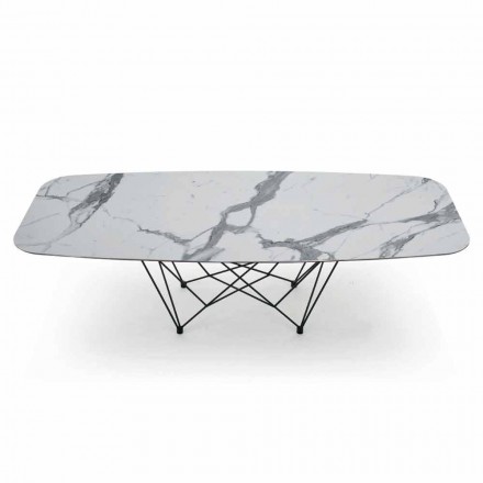 Spisebord i hypermarmor og stål Fremstillet i Italien, høj kvalitet - Ezzellino Viadurini