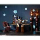 træ spisebord med glasplade, fremstillet i Italien, Bartolo Viadurini