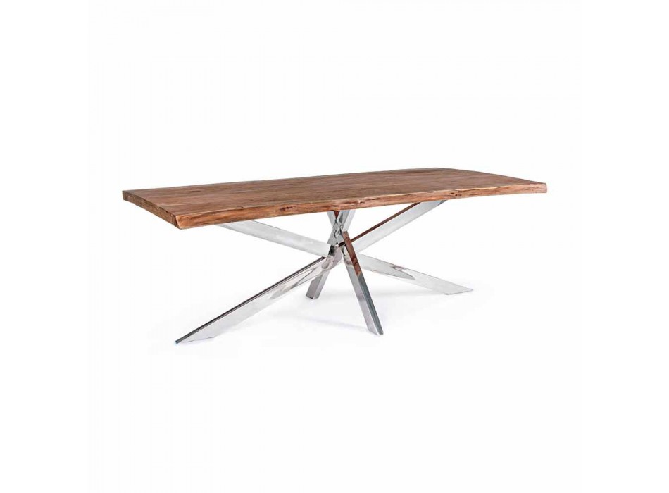 Homemotion Design Spisebord i træ og rustfrit stål - Kaily Viadurini