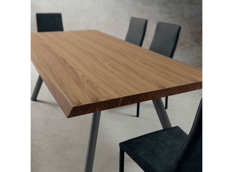 Spisebord i træ og aluminium Fremstillet i Italien, Precious - Lingotto Viadurini
