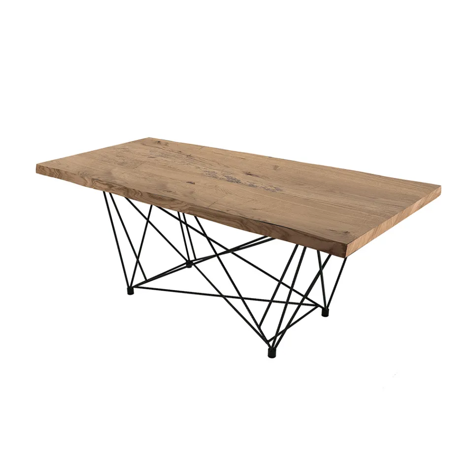 Spisebord i fineret træ og stål lavet i Italien - Ezzellino Viadurini