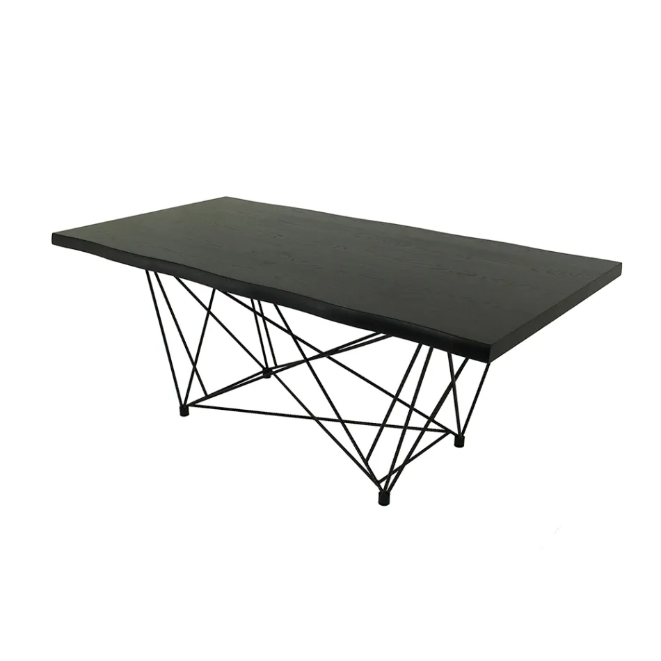 Spisebord i fineret træ og stål lavet i Italien - Ezzellino Viadurini