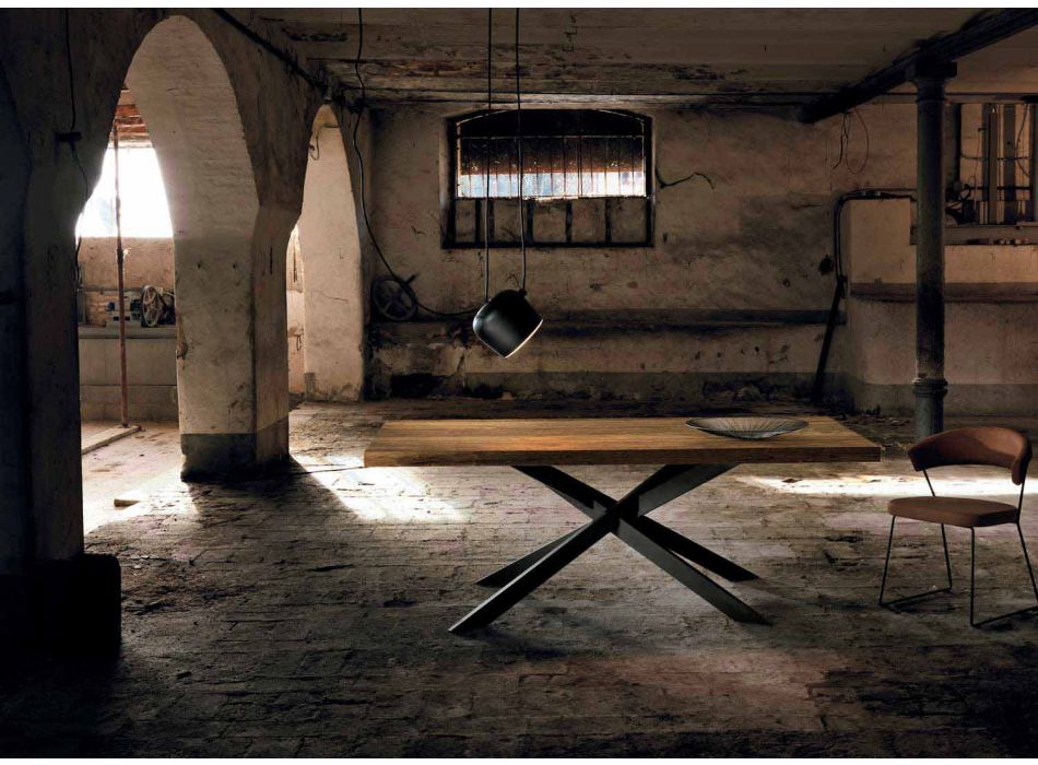 Moderne massivt træ spisebord lavet i Italien Oncino Viadurini
