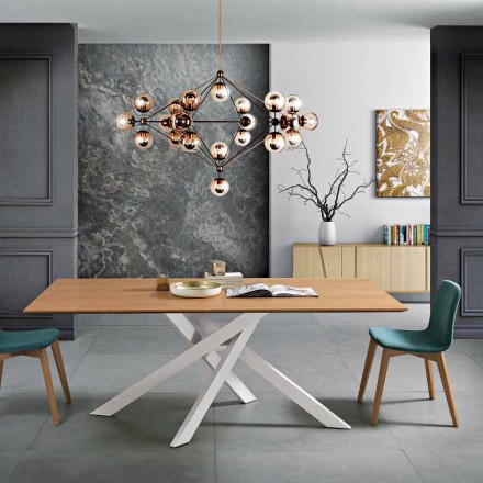 Spisebord i MDF træ og moderne metal lavet i Italien, Dionigi Viadurini