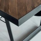 Spisebord i genbrugt tropisk træ og metalben - rutsjebane Viadurini