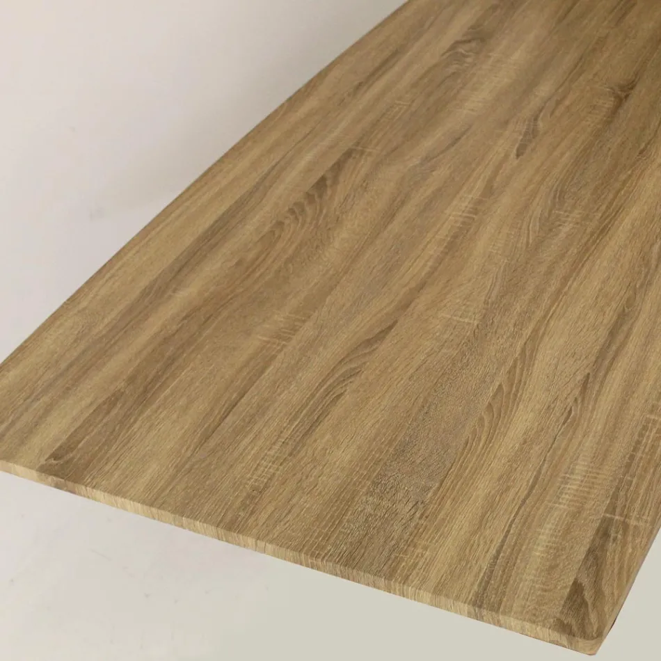 Spisebord i MDF-træeffekt og sort metalfod - Sunset Viadurini